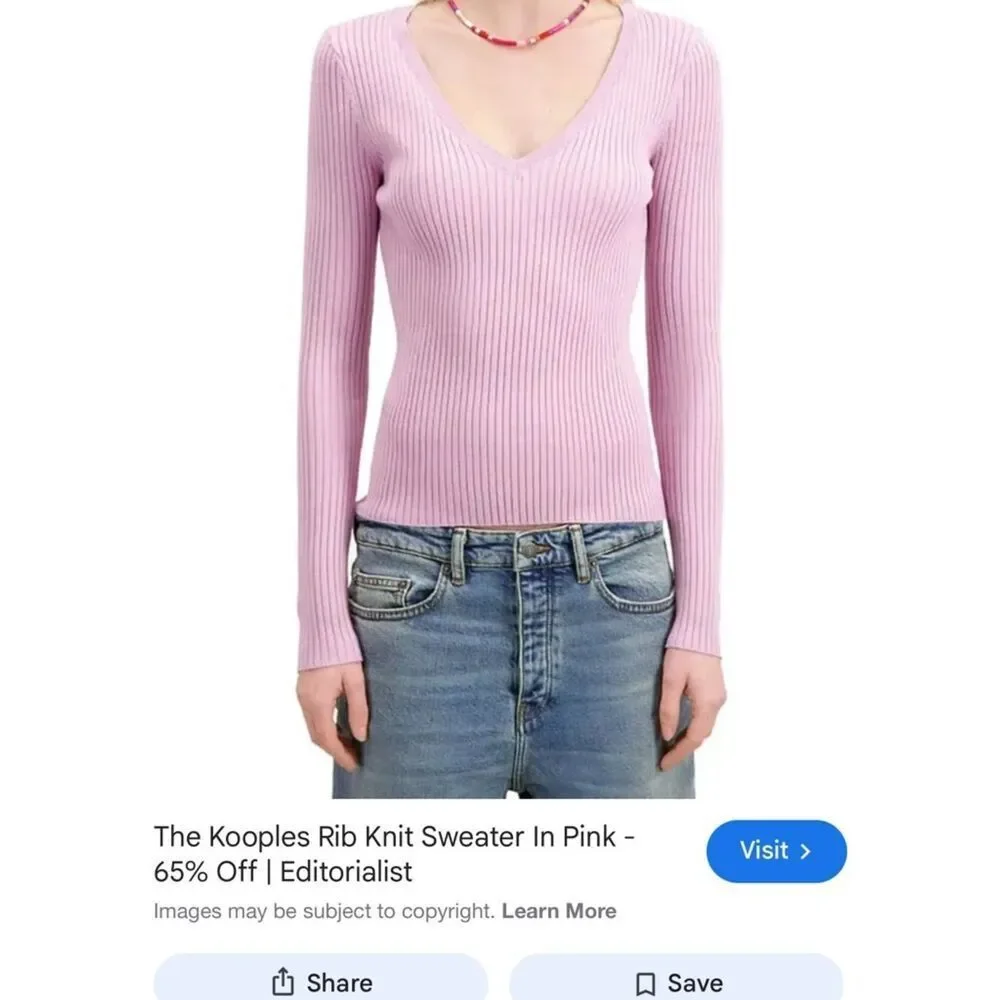 $215 The Kooples knitted pink V neck top sweater NWT